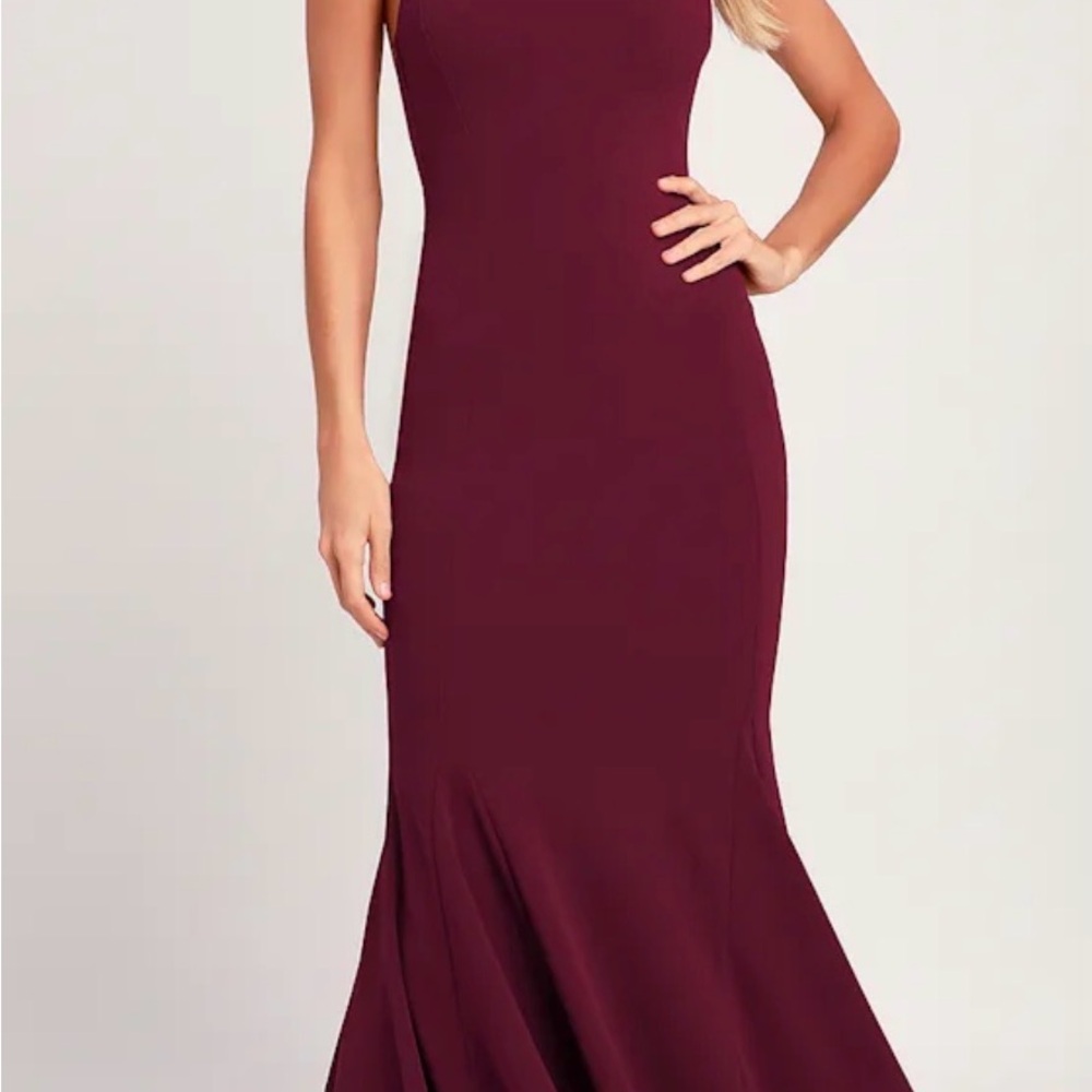 Lulu’s - Slice of Joy Burgundy Halter Maxi Dress
